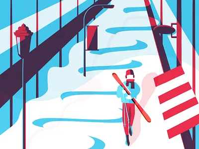 City Skier city concept design illustration minimal minimalism minimalist design modern monotone montreal scene scene creator simplicity skiing storytelling visual art
