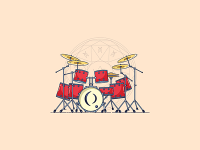 A Drumset circle colors drum drummer drums flat illustration geometric graphic art graphic design icon illustration illustration art illustrator minimal pearl plates tool vector warm colors