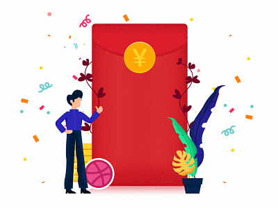 Red packets draw illistration 插画 红包