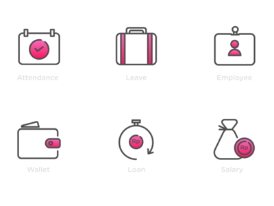 Icon Set - HR Application design icon icon app icon artwork illustration mobile mobile ui set user interface design vector