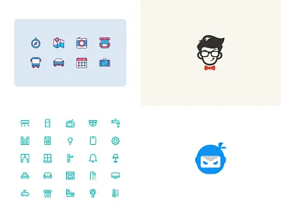 2018 air conditioner animal astronaut bagpack cute head icon icons illustration logo mascot ninja