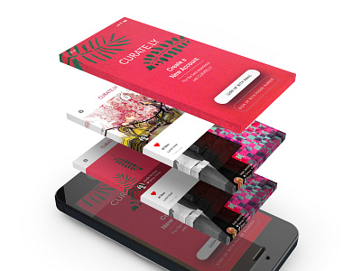 Curate app branding design illustration typography ui ux