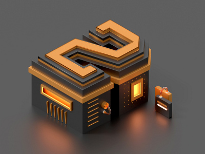 Two 3dmodeling artdirection blender 3d blender3d cinema 4d design illustration isometric low poly typography voxel voxelart