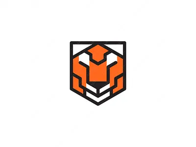 Tigerbox animal branding cat cube flat color logo nature orange simple tiger vector