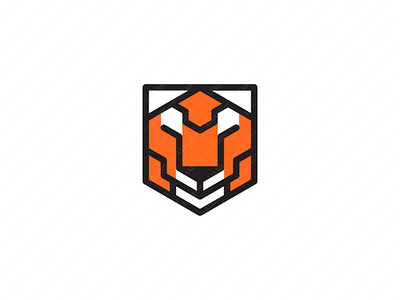 Tigerbox animal branding cat cube flat color logo nature orange simple tiger vector