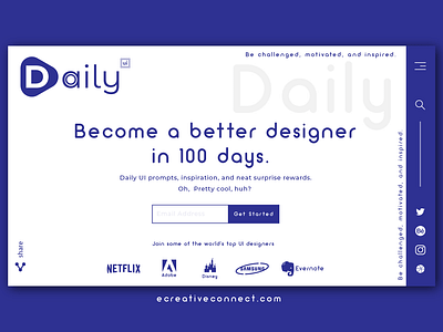 Daily UI - 100 100 better branding completed creative creative connect daily 100 daily ui dailyui design designer dribbble get illustration landing page logo netflix redesign web website