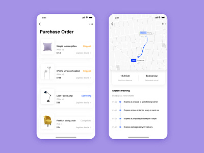 My Order Interface app design ui