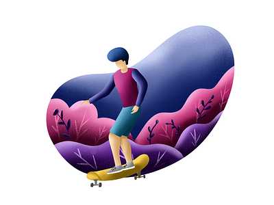 Skateboarding - (18/100 ) Daily Illustration Challenge character illustration nature skateboarding