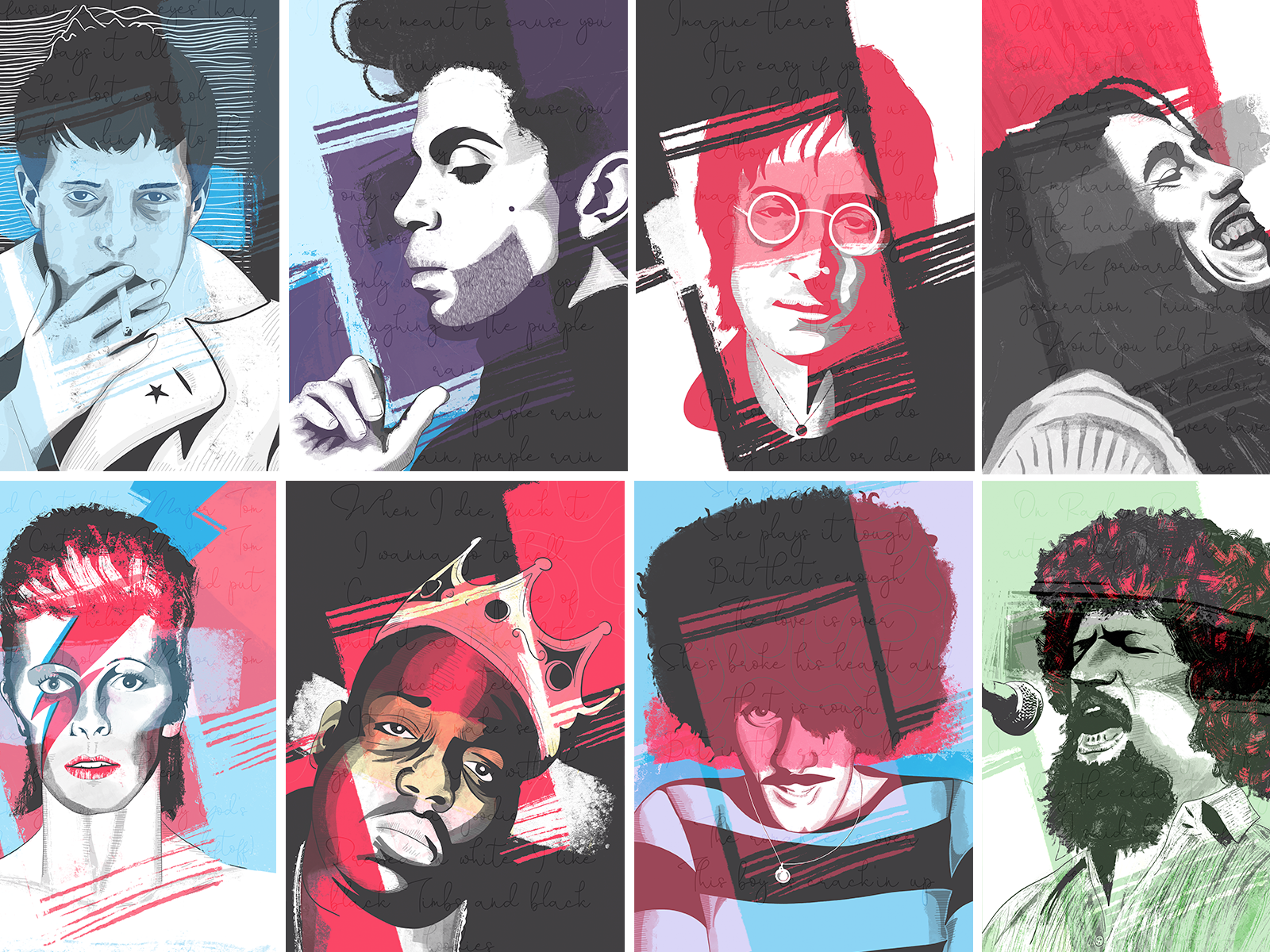 The Music Legends amy winehouse beatles bob marley bowie john lennon luke kelly phil lynott prince thin lizzy