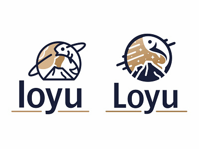 Loyu mark animal badge branding fish font identity logo mark moon negative space ocean sign simple symbol type typography vulcano waves wind