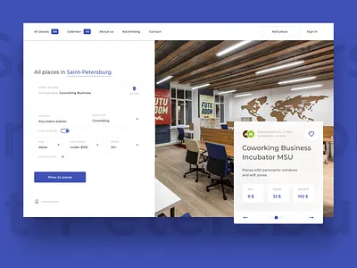 Home page — All creative places in Russia case study clean dashboard design desktop home landing page minimal typography ui ux website