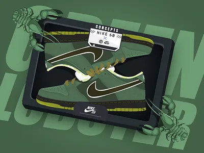 nike sb_Green Lobster painting
