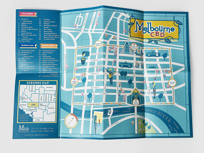 Melbourne CBD Guide Map illustration kyoto map map design melbourne