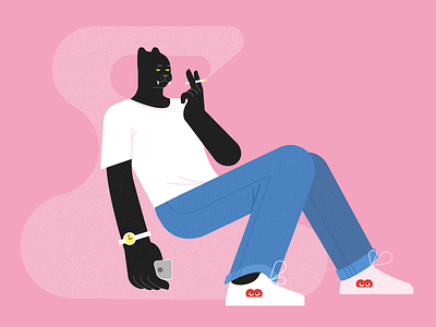 Chillllll animal break cat charachter chill illustration smoke