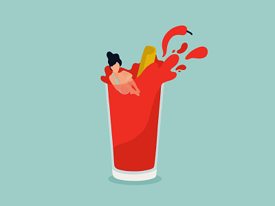 Hell 🌶 bloody mary chilli cocktail flat flatillustration girl illustration ipadpro minimal