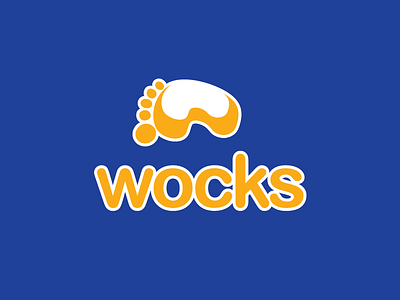 Wocks Footwear Logo abstract blue branding clean creative design flat foot graphic design icon logo orange socks w wear