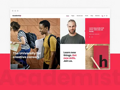 Academist - Boxed Showcase animation bbpress courses design e learning education flat modern type typography ui ux ux ui vector web website