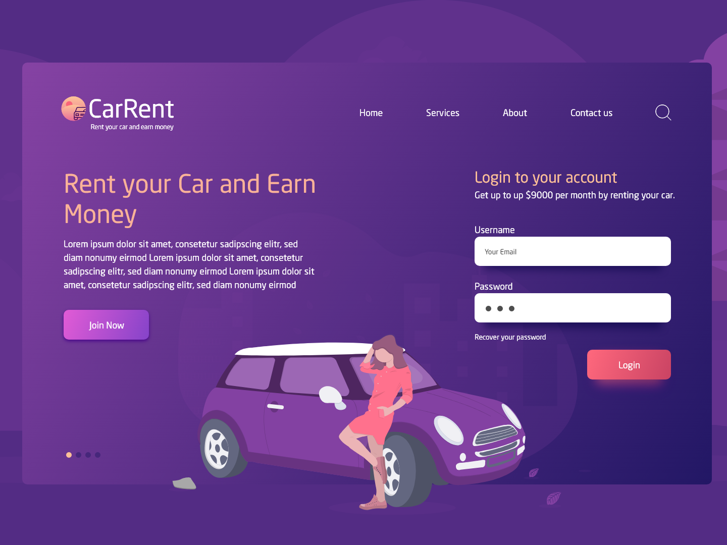 Example of Car Rent Landing