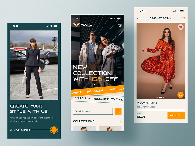 Mobile App UI for Voung Clothing