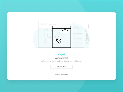 404 Error Page 2d 404 page blue cloths error fashion flat hanger homepage illustration online shop organic sketch ui vector