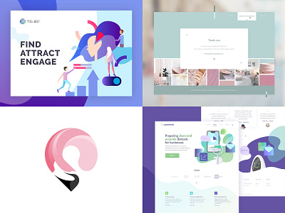 2018 bold colors card illustration landing page pink ui ux vector web