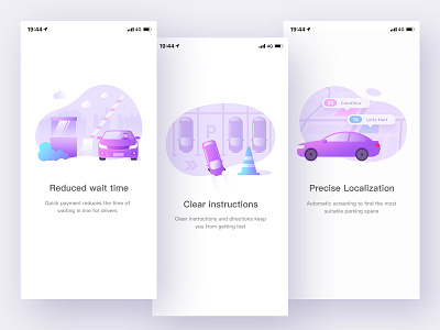 Parking App Boot Page boot page car conductor guide guided location panda parking plant professional purple roadblock startup