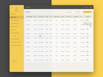 Nabis Full SideBar Order Page analysis dashboard data design home information interface landing page nabis resources ui