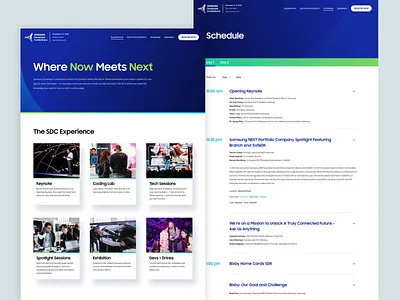 Samsung Developer Conference: Experience and Schedule sections conference design developer product samsung schedule ui ux website