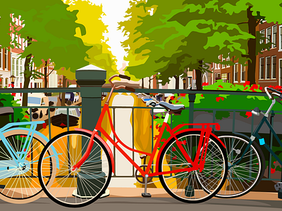 Amsterdam adobe illustrator amsterdam bicycles design flat design illustration netherlands vector vector art vector illustration