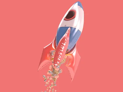 First shot 3d art balloon c4d color design emoji inflatable rocket skyrocket