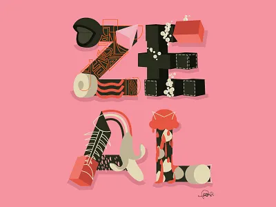Zeal banana color shapes colors concept cubes design fish bones illustration lettering shapes typography