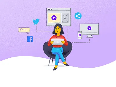 Share Interactive Videos art branding character color design drawing illustration minimal procreate ui upload ux video