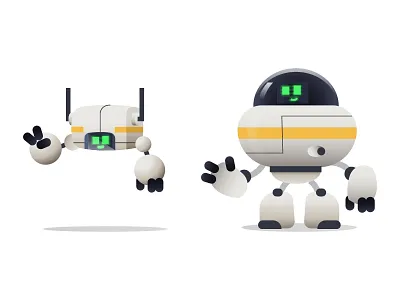 Robots V0.3 character design cute cute robot design flat graphic graphics hello illustration ilustracion modern robot robotic robotics robots vector walle