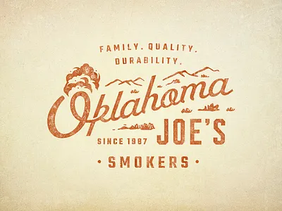 OKJs Four badge bbq branding illustration logo oklahoma outdoor retro rugged script smoker texture typography vector vintage