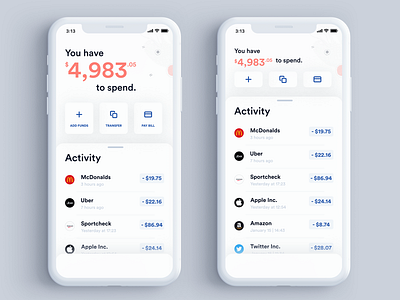 UI | Banking App (Home Screen) app bank app banking design ios iphone xs ui ux