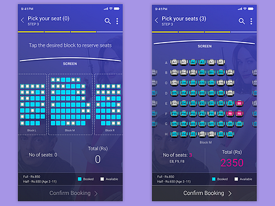 Movie Booking App: Buy Tickets android booking buy cinema illustration ios mobile app design movie app prototype seats tickets ui ux