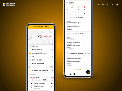 Courier Exchange Load Alert app car concept design driver logistics truck ui ux vehicle