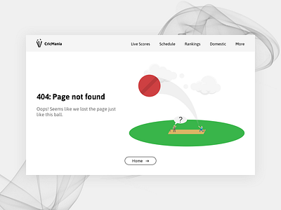 404 Page 404 error 404 page android clean cricket design flat illustration minimal sports ui ux web web design