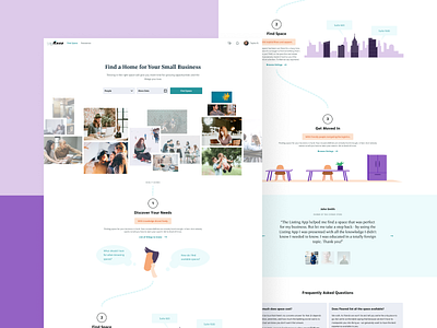 Homepage • Commercial real estate company bright clean hero illustrations landing page layout testimonial timeline website