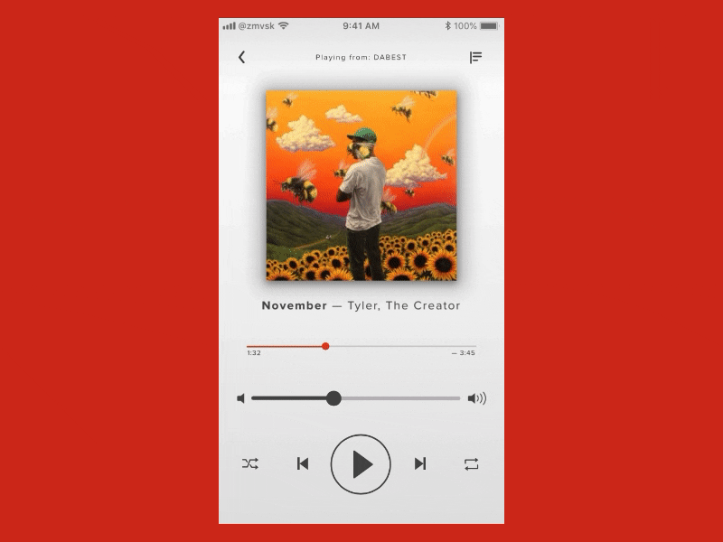 Daily UI 09 - Music Player animation dailyui design lyrics music player tyler the creator