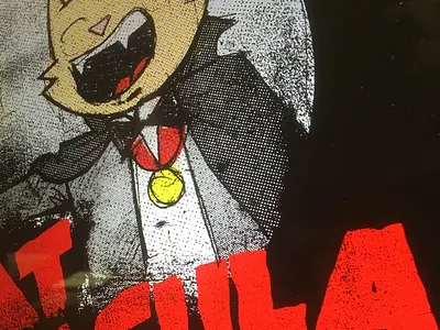 Cat Dracula Loves Cheeseburgers cat cheeseburger color separations dracula grit grunge halftone horror sketch vampire
