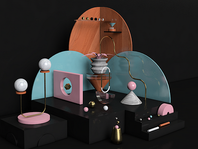 Geometry Scene 3d 3d art branding cinema 4d design illustration minimal pink still life still life