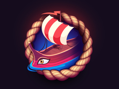Greek ship Game Icon ancient greece design game game art game icon greece icon logo ship symbol ui icon vector