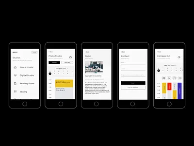 Schedule Checking App for an Art Centre brutalism clean efficiency flat info graphic minimal app schedule status table timetable typography ui