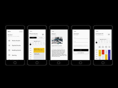 Schedule Checking App for an Art Centre brutalism clean efficiency flat info graphic minimal app schedule status table timetable typography ui