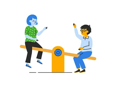 Seesaw adobe boy child children flat flat design girl illustration illustrator kids playground playing school