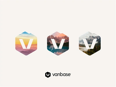 vanbase brand lake logo logomark mask mountain national park nature photo photography retro sprinter sunset travel treatment typography v van vintage yosemite