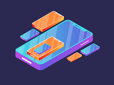 Smart Phones Isometric Modern Design adobeillustrator colors computer digital gradient illustration information technology isometric mobilephone reflection shades smartphone
