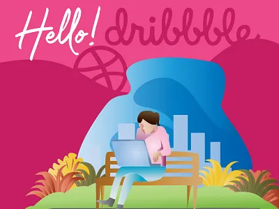 Hello Dribbble! branding debut design flat graphic design illustration lettering typhography vector