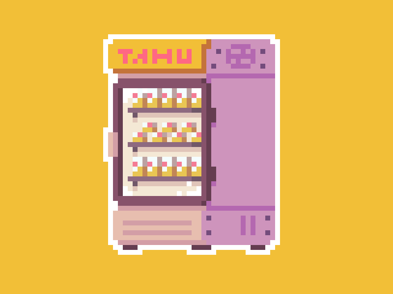 Tofu Fridge 8bit @chilli @cold @fridge @tofu animation gif pixel pixelart yellow